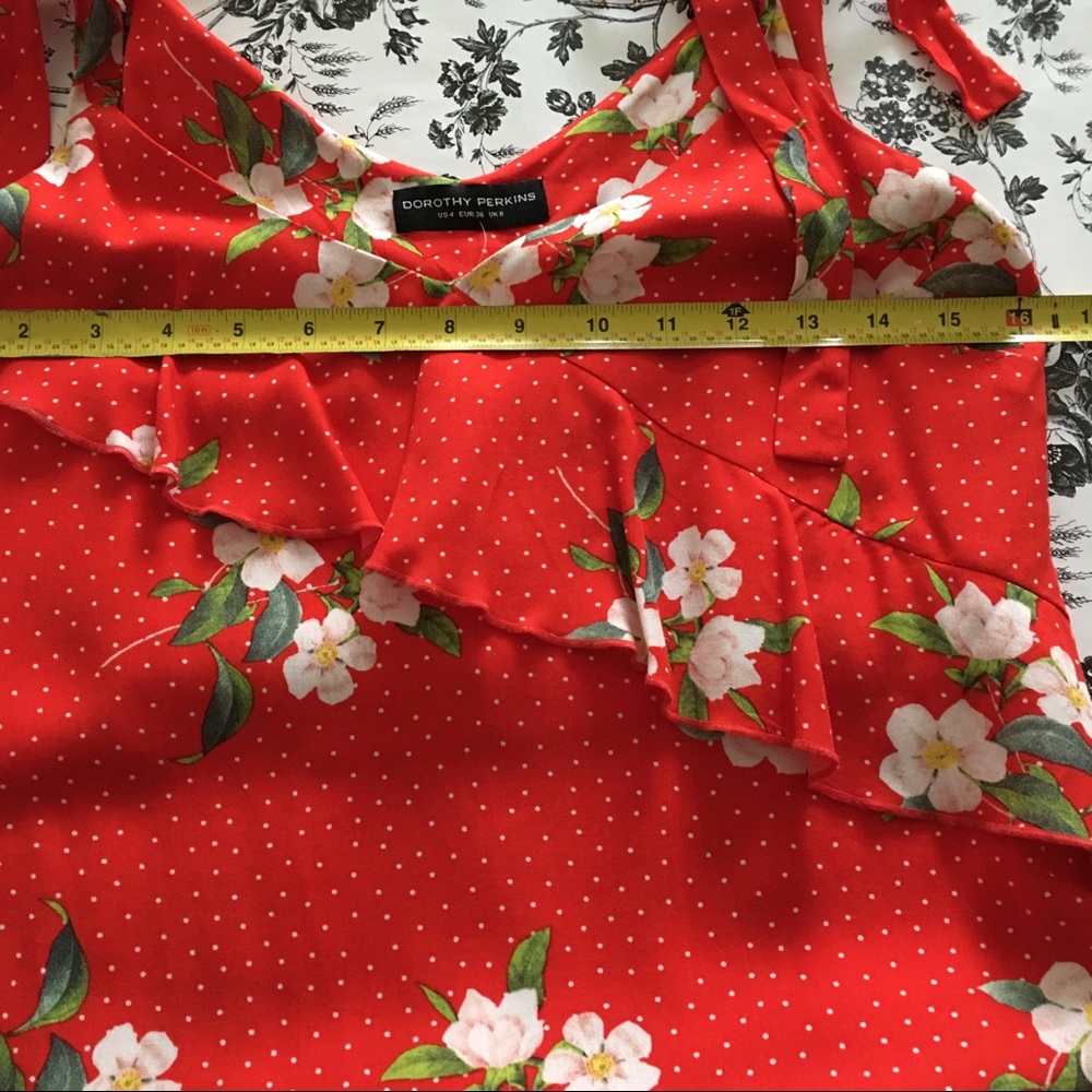 Dorothy Perkins Sleeveless Red Floral Dress Size 4 - Picture 4 of 8